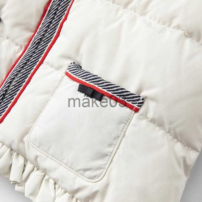 Down Coat Dave Bella Winter Baby Girls Draped Down Coat Children 90 White Duck Down Padded Kids Jacket With a Scarf DB19217 J230823