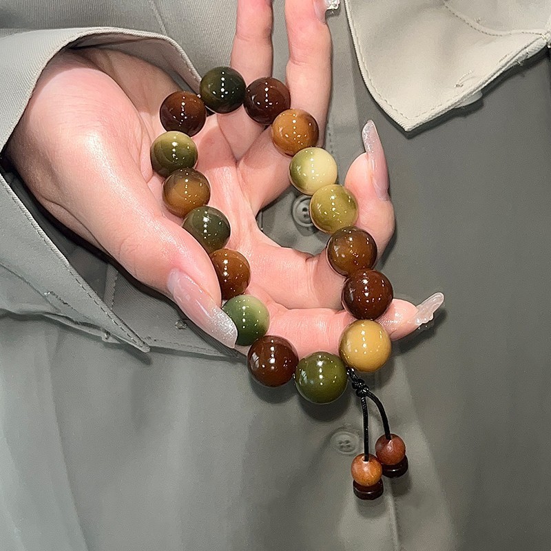 Charm Bracelets Rare Bodhi Root Beaded Bracelet Tiger Skin Color Hand wrapped Around The Finger Soft Plate To Play with Rosary 230822