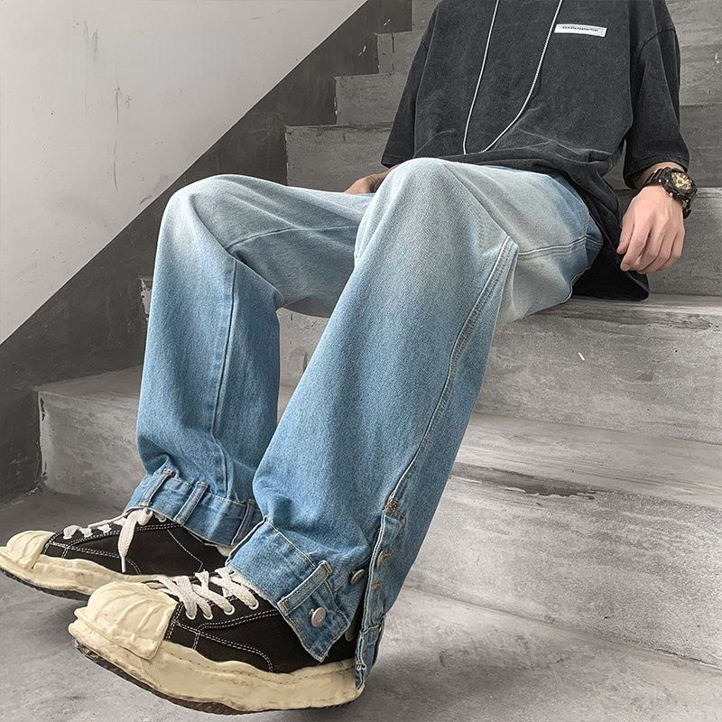 Men's Pants Gradient Y2k Streetwear Mens American Retro Casual Jeans Straight Loose High Street Hip Hop Male Fashion Trousers 230822