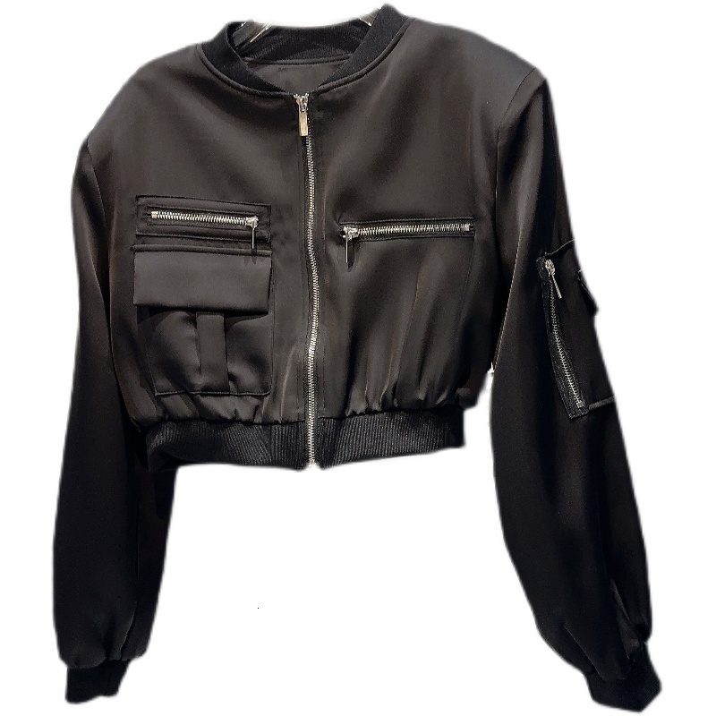 Women's Jackets BORVEMAYS Fashion Trend Jacket Loose Casual Stand Collar Long Sleeve Solid Color Zipper Pockets 2023 Autumn Coat WZ5125 230822