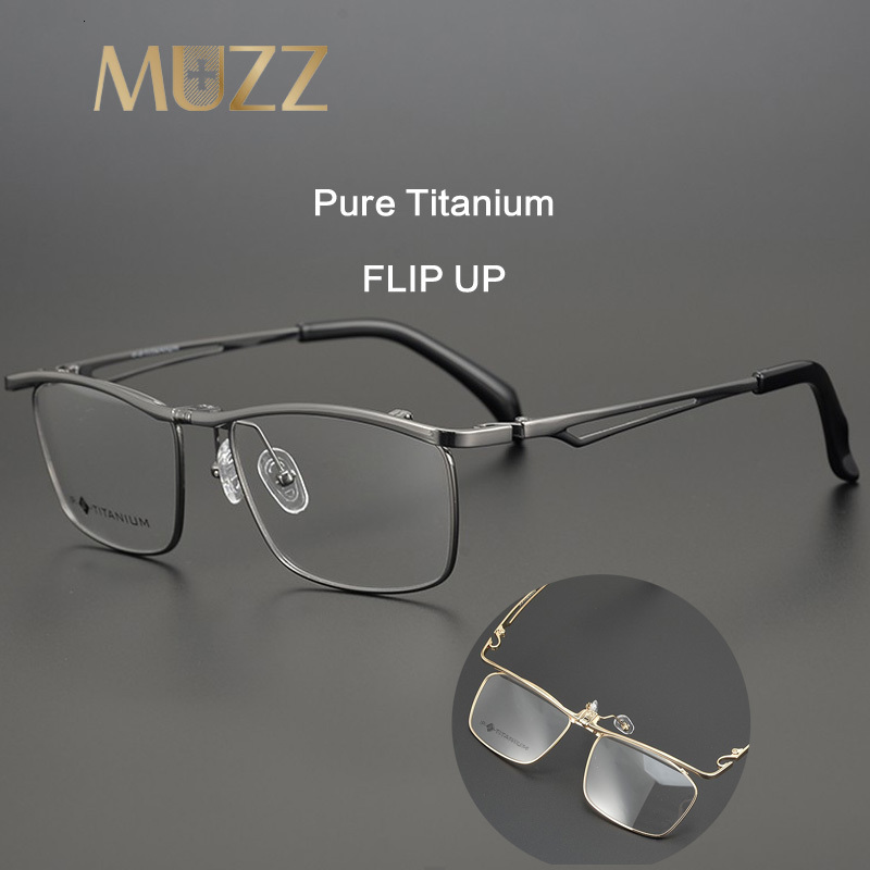 Fashion Sunglasses Frames IP Pure Men Glasses Full Frame Square Flip Up Eyeglass Myopia Eyewear Hyperopia Prescription Eyeglasses 230822