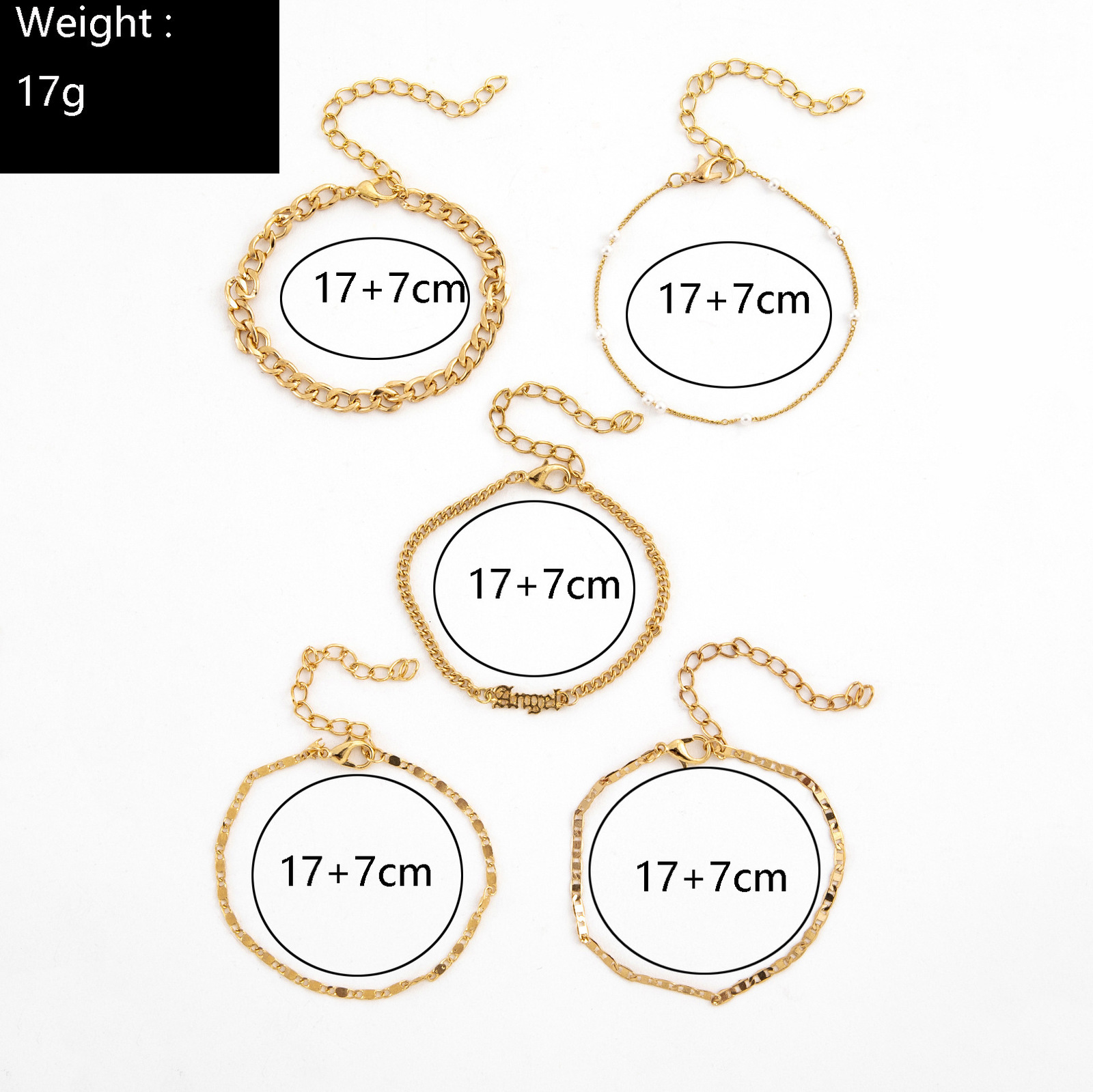 Charm Bracelets 5Pcs Trendy Chain Bracelet Set For Women Angel Letter Gold Silver Color Link Bangle Female Fashion Jewelry Gift 230822