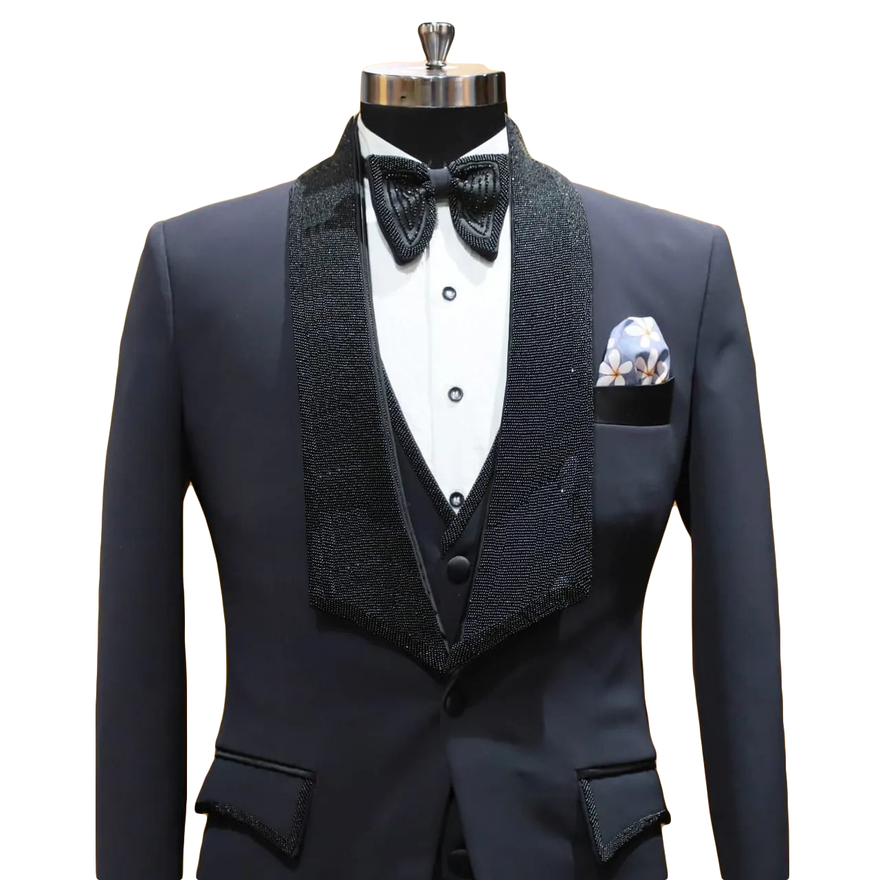Modern 3 Pieces Wedding Tuxedos Net Shawl Lapel One Button Design Pockets Customize Coat Vest Black Pants Fashion Formal Prom Party Tailored Exquisite