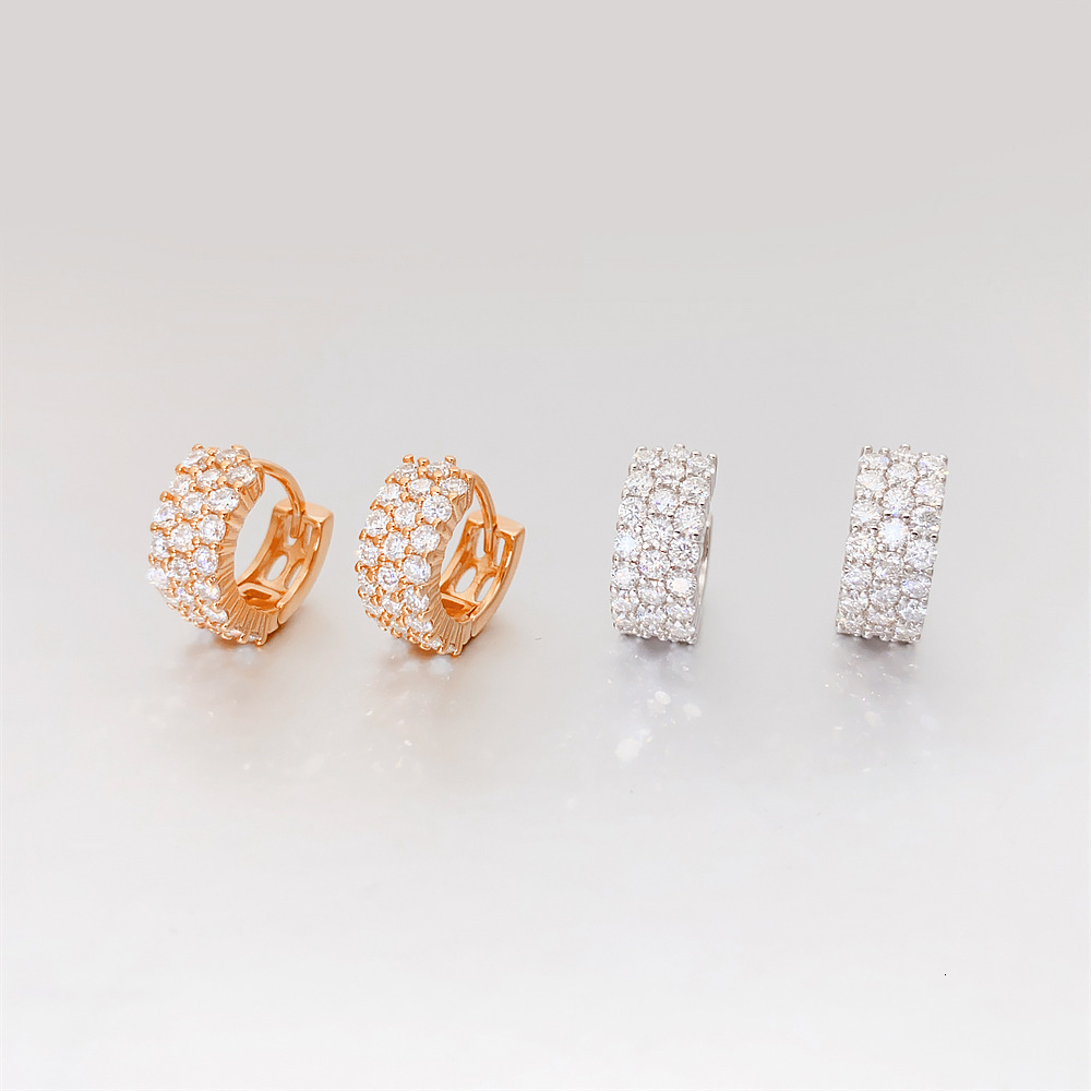 Ear Cuff Hoop Earring For Women Simple Fashion 2mm Full Diamond 925 Silver Shinning Stud 230822