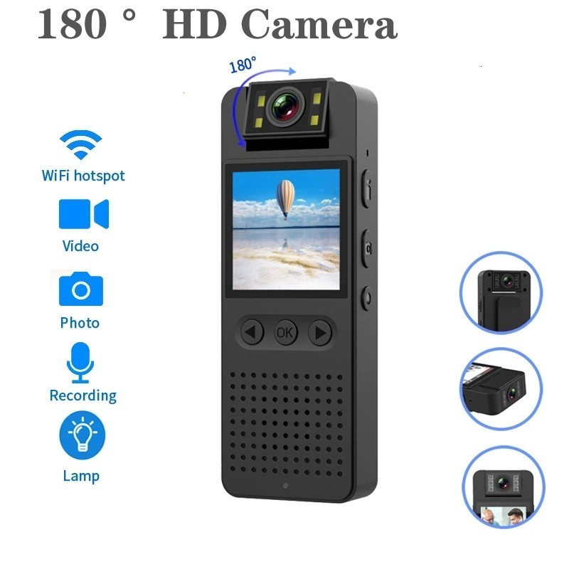 Weatherproof Cameras Sports Camera HD 1080P WiFi 180 Rotary Night Vision Infrared Recorder Video Handheld Back Clip Mini Digital 230823