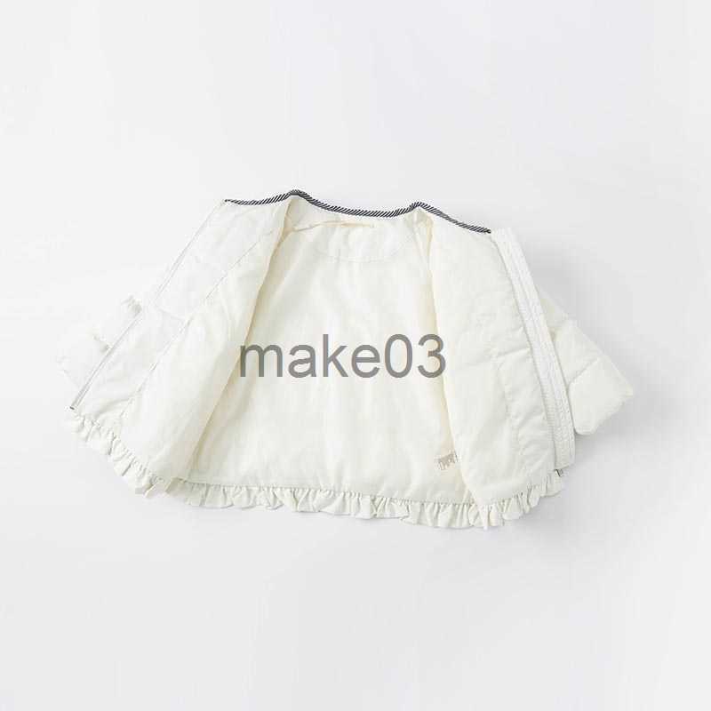 Down Coat Dave Bella Winter Baby Girls Draped Down Coat Children 90 White Duck Down Padded Kids Jacket With a Scarf DB19217 J230823