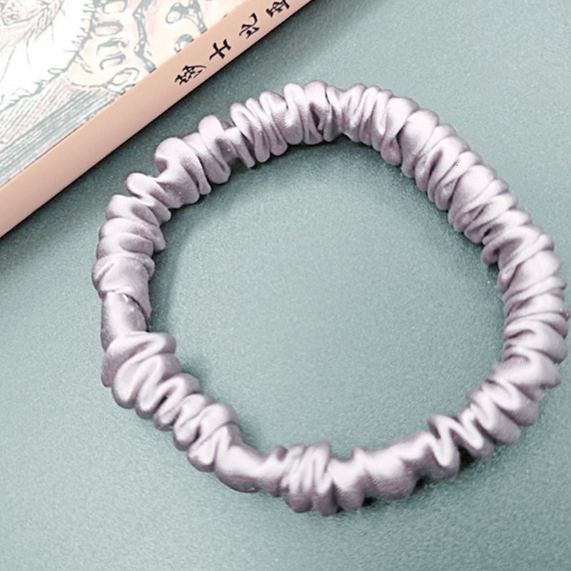 Headbands 100% Pure Silk Womens Hair Scrunchie Hairband 1cm wide Elastic Band Ponytail Holder Accessories 230823