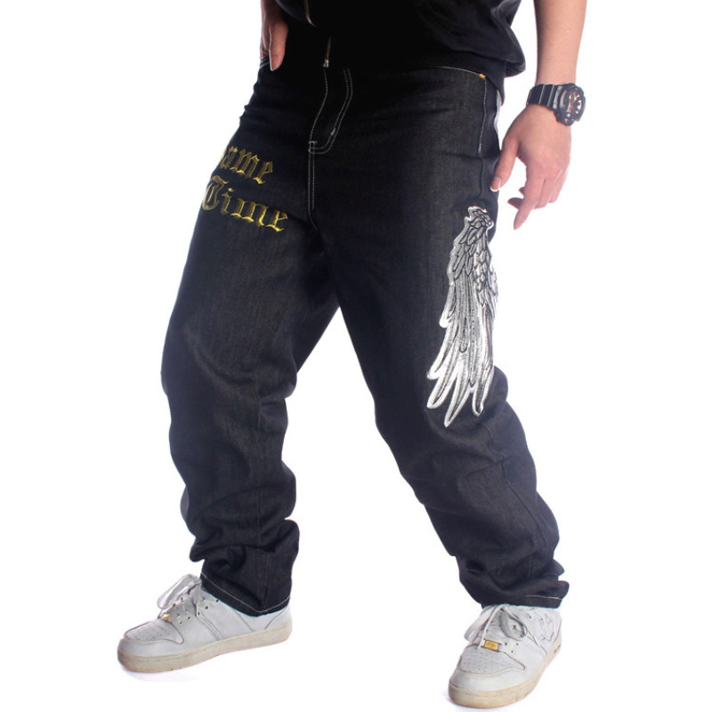 Men's Jeans Y2K Men's Jeans Fashion Trend Wide Leg Pants Casual Street Hip Hop Skateboard Embroidery Flower Wings Street Dance Pants 230823
