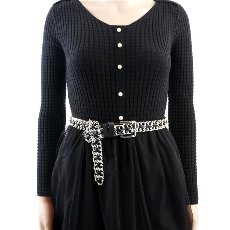 Other Fashion Accessories 2 5cm Metal Women s Belt Decoration Simple Stitching Waist Chain for Women Alloy Braided 230822