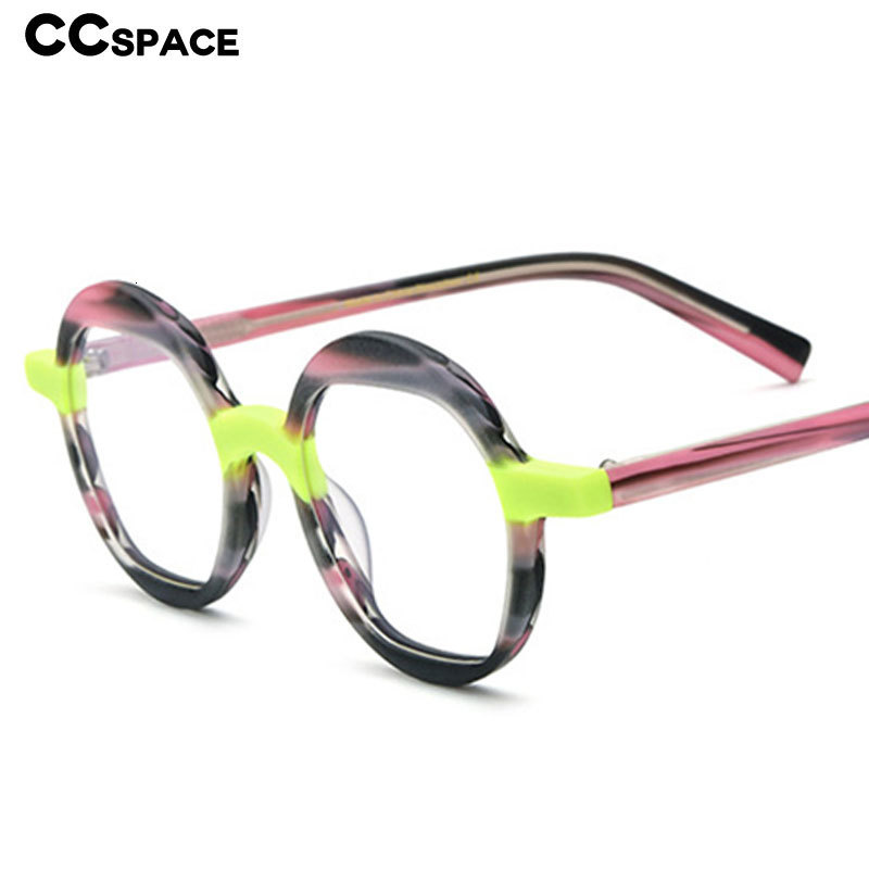 Fashion Sunglasses Frames 55055 Round Striped Spectacle Frame Acetate Optical Glasses Frames Men Women Fashion Glasses Customized Prescription Glasses