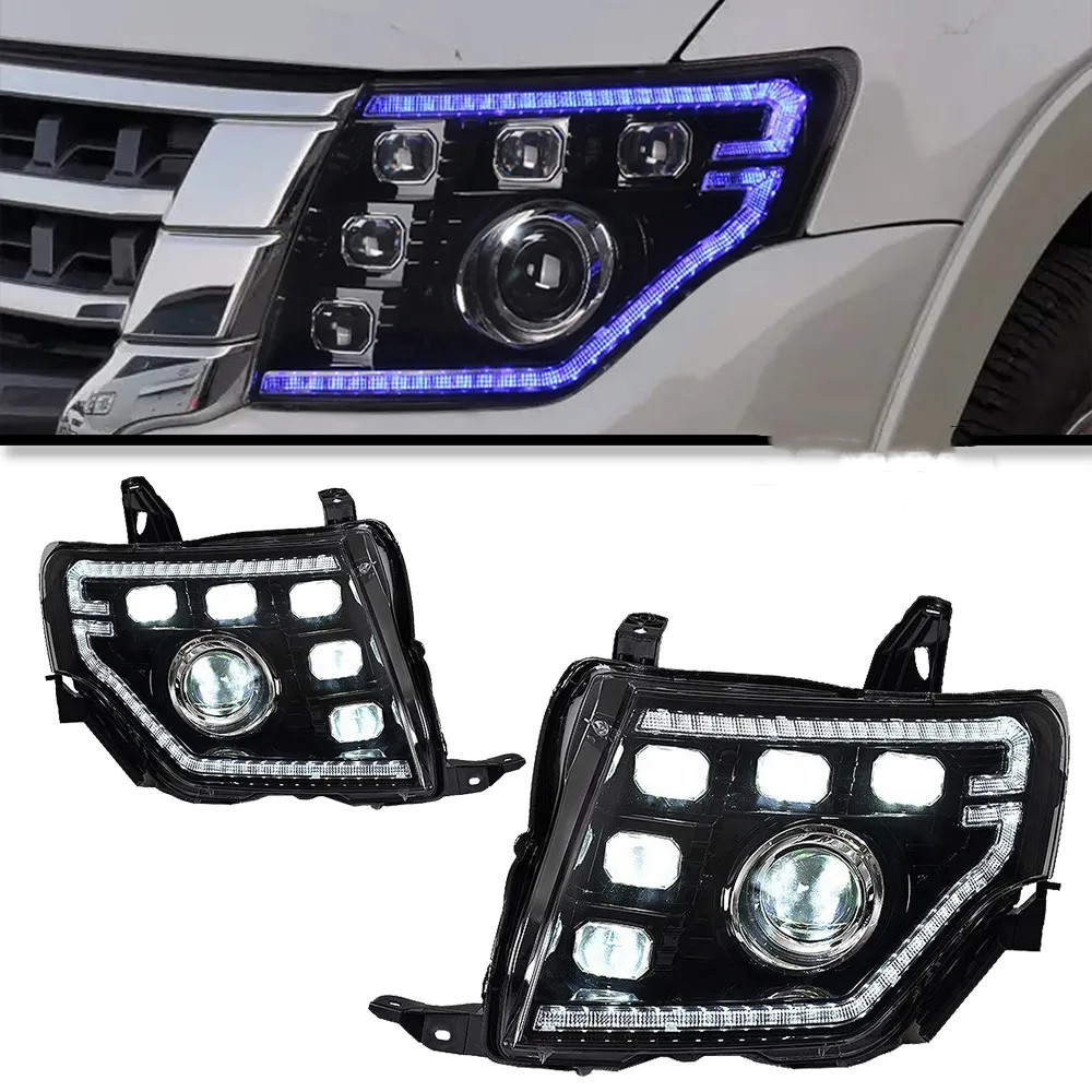 Auto Headlight For Pajero V97 Full LED Headlights 2009-20 21 V93 V95 LED Daytime Lights Dual Lens Signal Lamp
