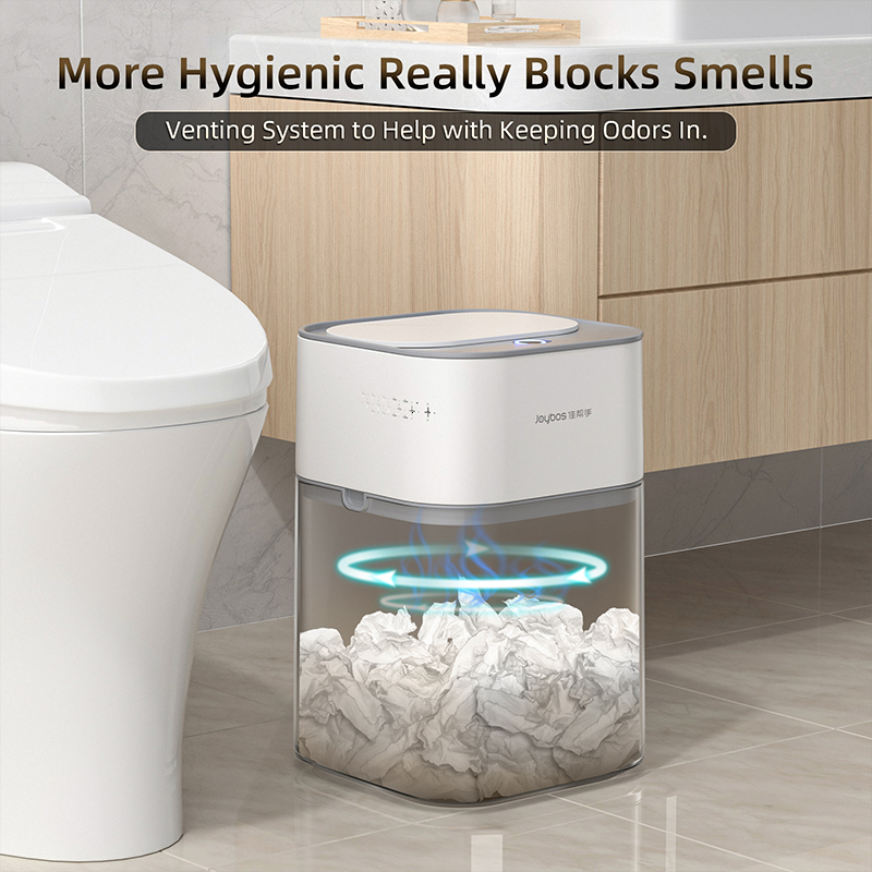 Waste Bins 14L Smart Sensor Bathroom Trash Can Automatic Adsorption Electronic Trash Can White Touchless Garbage Bin for Kitchen Bedroom 230823