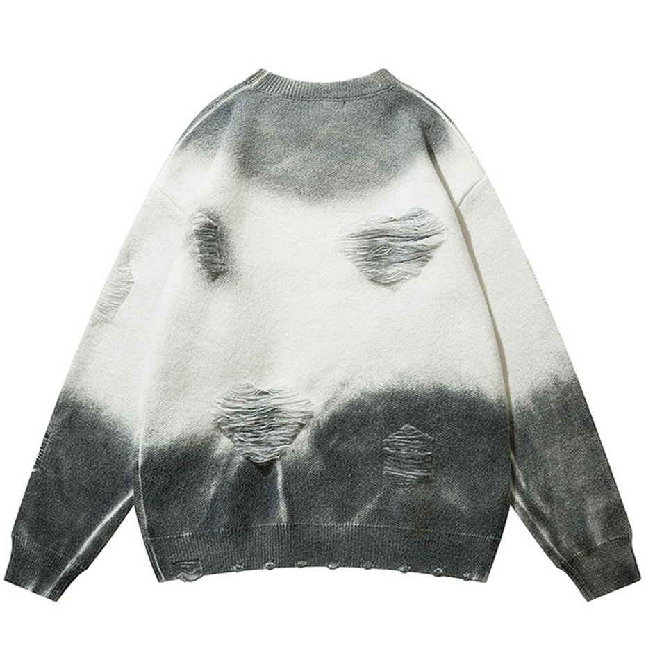 Men's Sweaters Ripped Oversized Y2K Knitted Sweater Men Grunge Vintage Distressed Hole Streetwear Hip Hop Harajuku Sweaters Winter Jumpers Male 2