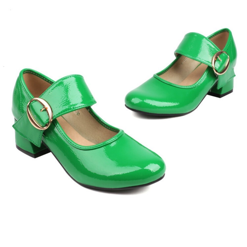 2025 new Dress Shoe Shoes Round Toe Classic Mary Jane Straight Buckle Women's Thick Heeled Mid 230823