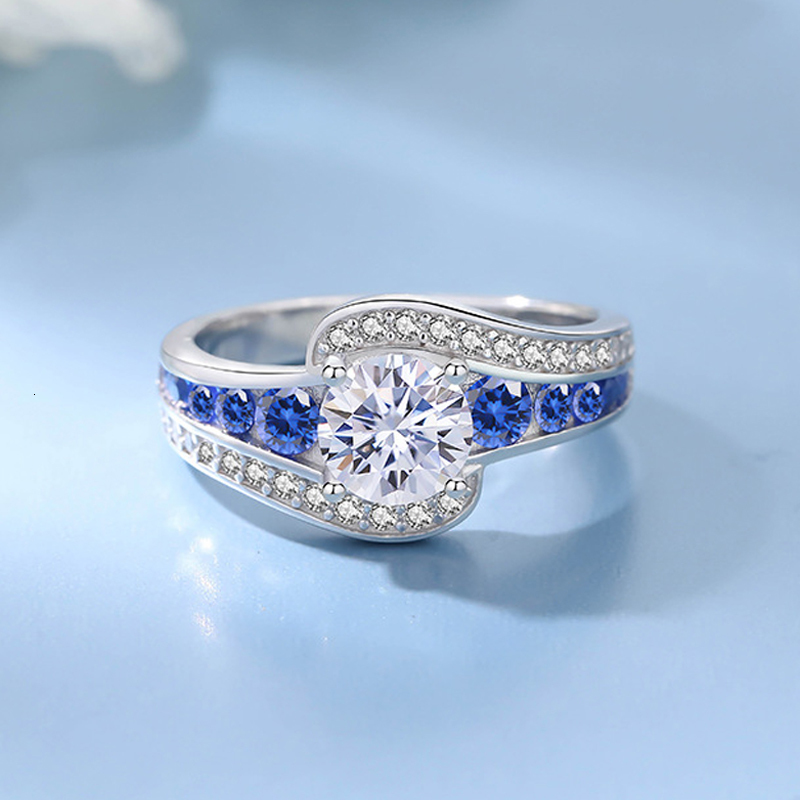 Wedding Rings TFGLBU 1CT Excellent Cut Ring for Women 100 925 Sterling Sliver Sparkling Gemstone Band Charms Jewelry Making 230822