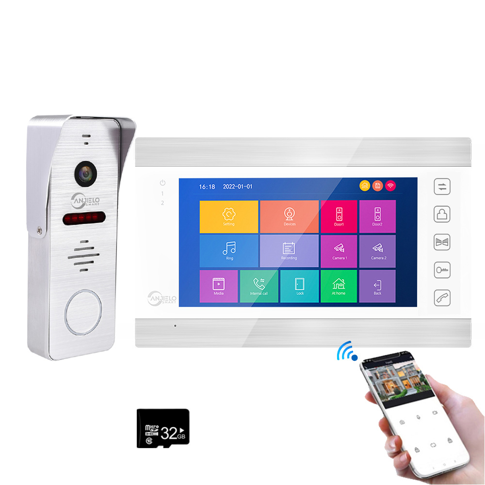 Hot selling 7 Inch Screen Monitor with 2MP Wide Angle Video Door bell Camera Night Vision Video Intercom For Home Villa Apartment
