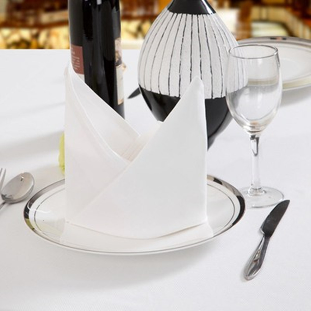 Table Napkin 12pcs 100% COTTON RESTAURANT DINNER CLOTH LINEN WHITE 50x50cm PREMIUM EL NAPKINS 230823