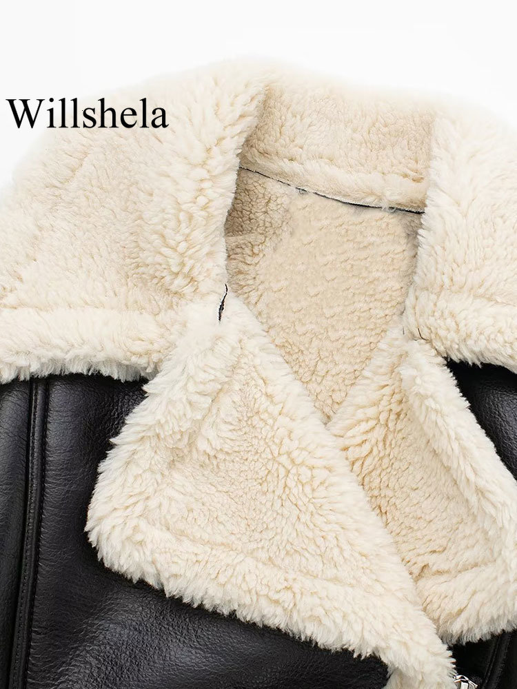 Women's Jackets Willshela Women Fashion Solid Front Zipper Jackets Vintage Lapel Neck Long Sleeves Female Chic Lady Outfits 230823