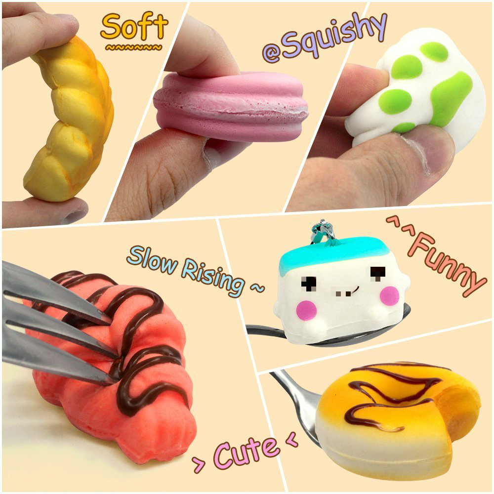 Decompression Toy 10/30PCS Kawaii Squishy Food Slow Rising Bread Cake Donut Cute Animal Toys For Children Stress Relief Toys 4-10CM Random Style 23082