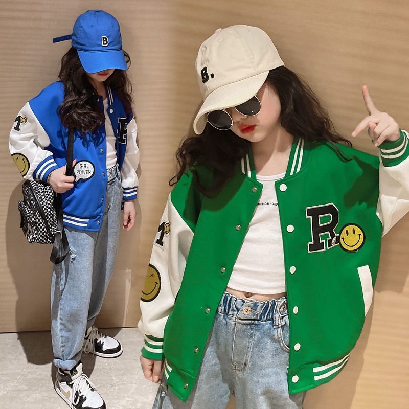 Jackets Children's Autumn Girl Jacket Baseball Suit Bomber Loose Cottons Kids Clothes For Teen Letter Coats And Jackets 4-12 Year 230817