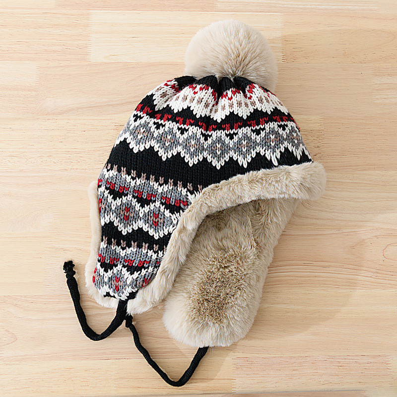 Beanie/Skull Caps HT4110 Russian Cap Men Women Knitted Trapper Earflap Ski Cap Male Female Thick Warm Winter Beanie Hat Fur Pompom Russain Hat 230822