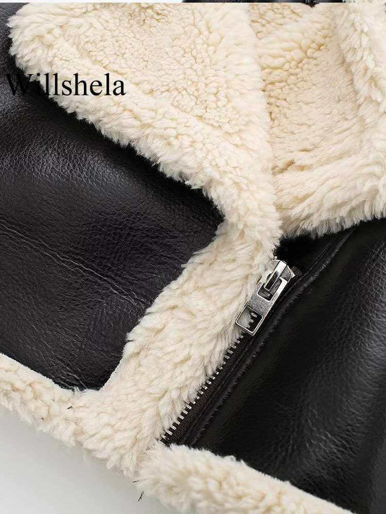 Women's Jackets Willshela Women Fashion Solid Front Zipper Jackets Vintage Lapel Neck Long Sleeves Female Chic Lady Outfits 230823