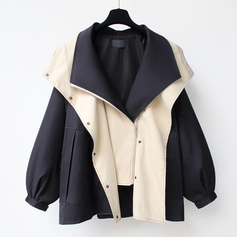Women s Suits Blazers Spring and Autumn Mid length Trench Coat Hooded Zipper Loose Jacket Korean Version Fashion Little Chap Windbreak Women 230822