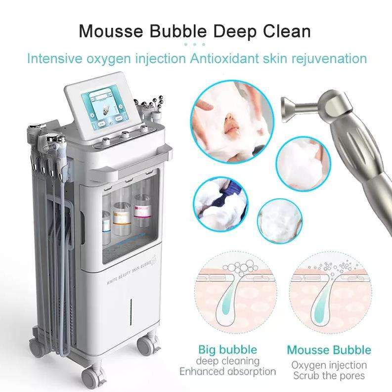 Top sale Deep Clean Skin Facial Equipment 9 in 1 White beauty skin bubble machine Hydro Dermabrasion Machine