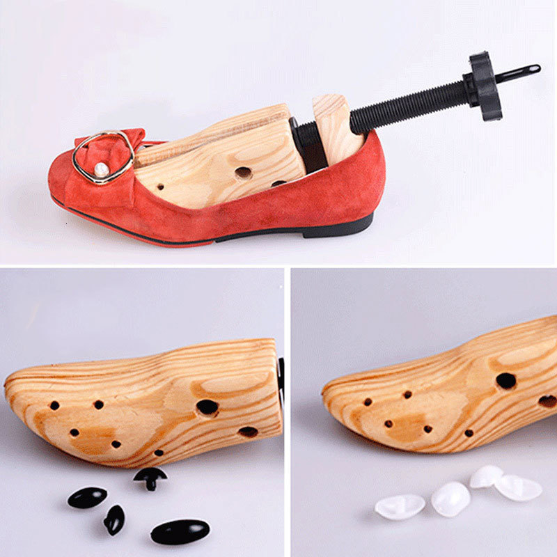 Shoe Parts Accessories FamtiYard 2Pcs Shoe Stretcher Adjustable Shoes Tree Shaper Rack Pine Wood Shoe Expander For Women Man Shoe Accessories 230822