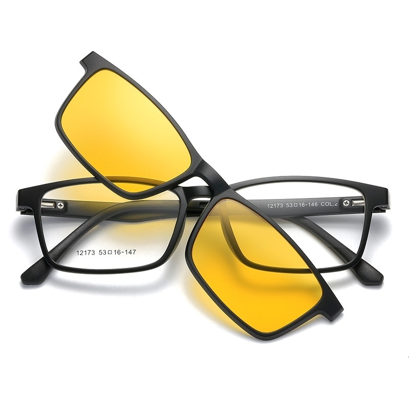 Fashion Sunglasses Frames YIMARUILI Ultra-light 15 Magnetic Suction Polarized Clip Eyewear TR90 Retro Square Optical Prescription Eyeglasses Frame Men