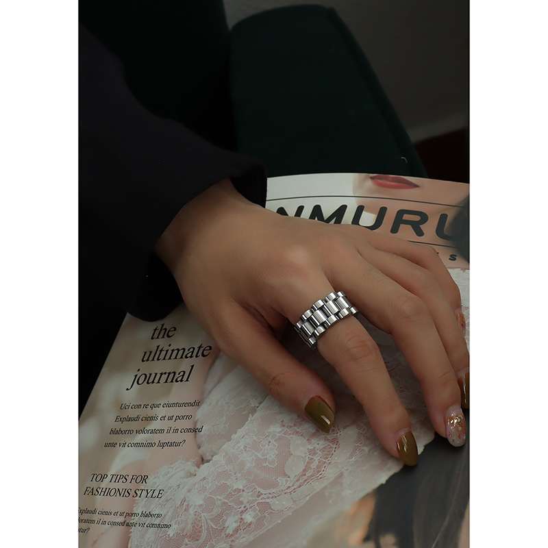 Band Rings TOSOKO Stainless Steel Jewelry Exaggerated Texture Heavy Industry Combination Handmade Ring Neutral Strap BSA184 230823