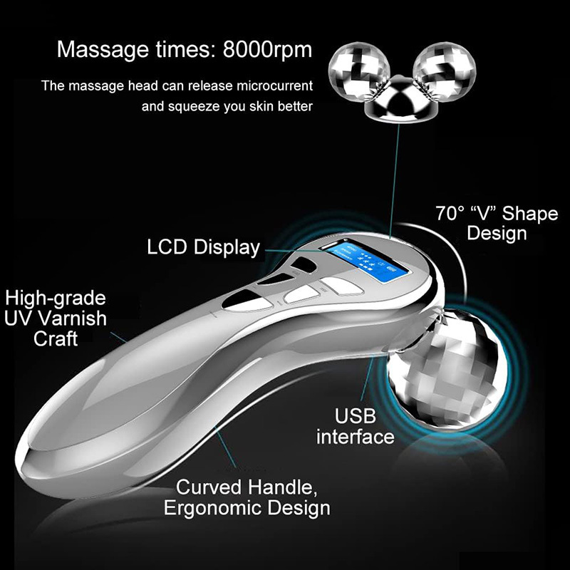 Face Massager 4D Micro Current Roller Electric Beauty Skin Tighten Anti Aging V Lifting Body 230823