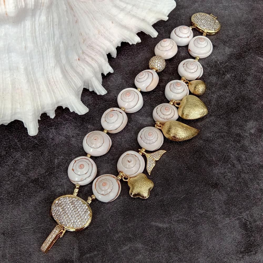 Charm Bracelets YYING 2 Strands Natural Sea Shell Brushed Cz Pave Beaded Bracelet Jewelry For Women 230822