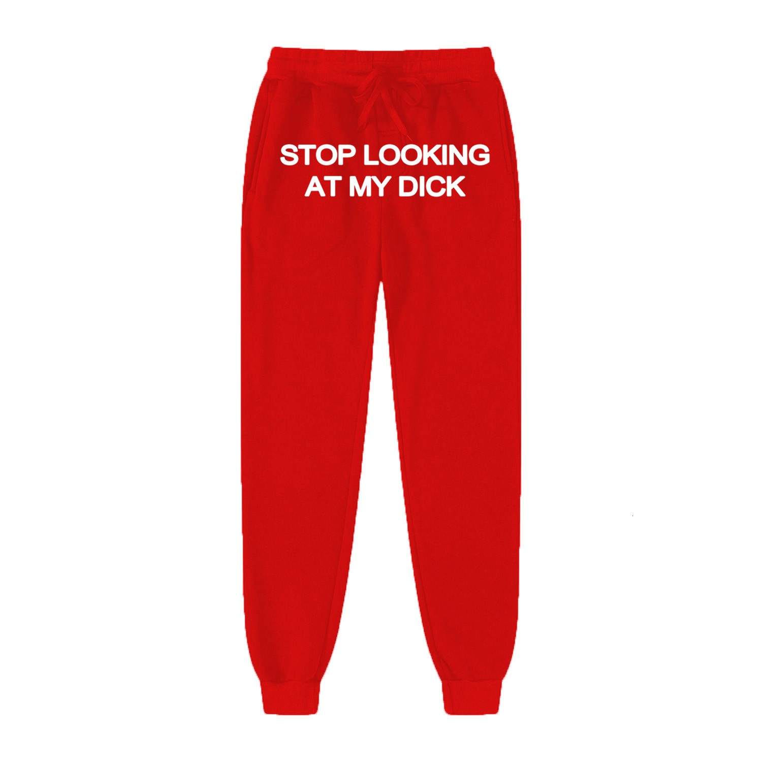 Men's Pants Sweat pants men women runners stop looking at my dick sweatpants hip hop print high waist streetwear hippie 230824