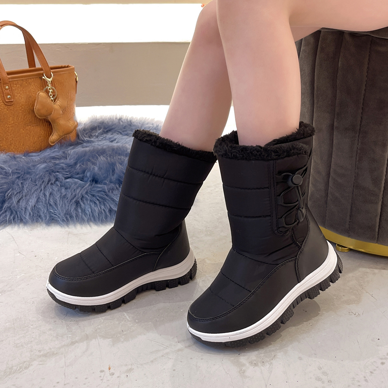 Boots Winter Girls Snow Windproof Warm Plush Children High Top Teenager Kids Outdoor Cotton Shoes Student Size 28 36 230823bj