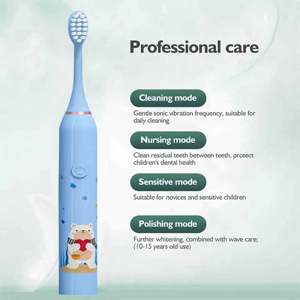Toothbrush Children Sonic Electric Toothbrush Cartoon Pattern for Kids with Replace The Tooth Brush Head Ultrasonic Toothbrush Soft Nozzles 230824