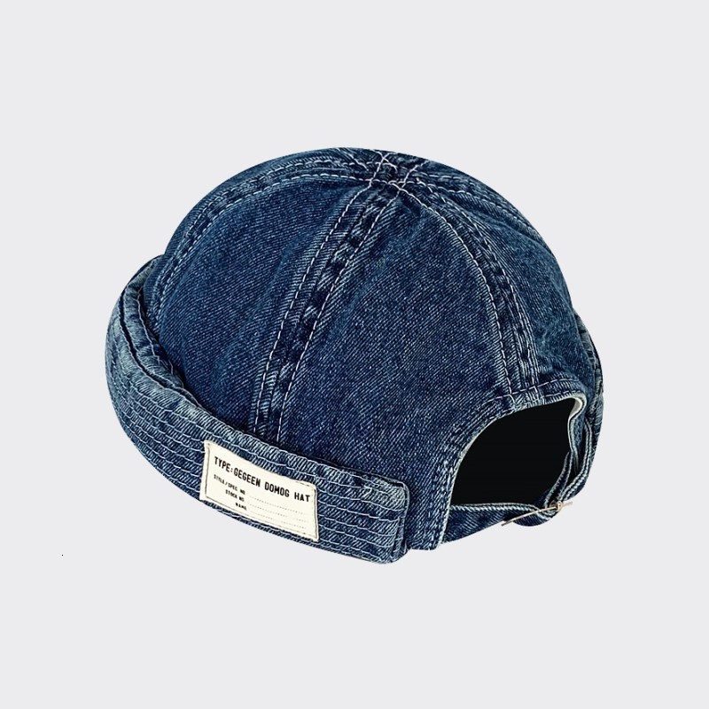 BeanieSkull Caps VACIGODEN Denim Dome Melon Brimless Beanie Cap Skull Sailor Cotton Mechanic Trendy Color Elastic Panels Docker Hat 230823