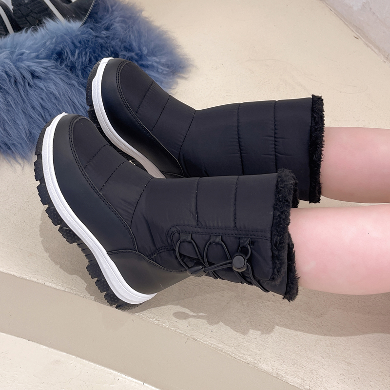 Boots Winter Girls Snow Windproof Warm Plush Children High Top Teenager Kids Outdoor Cotton Shoes Student Size 28 36 230823bj