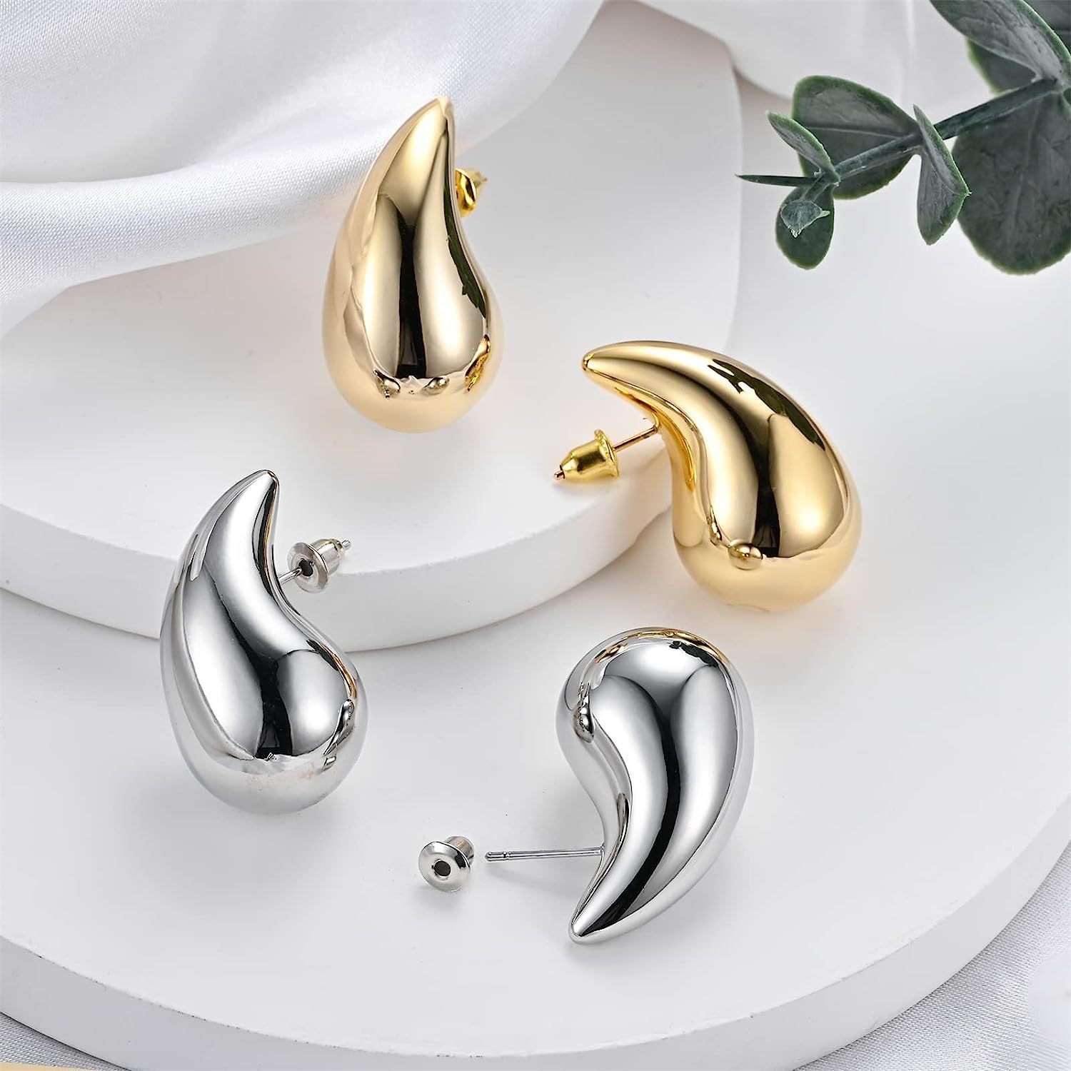 Stud Chunky Stainless Steel Earrings for Women Trending Waterdrop Hollow Hoops Gold Color Hanging Fashion Jewelry Accessories 230823
