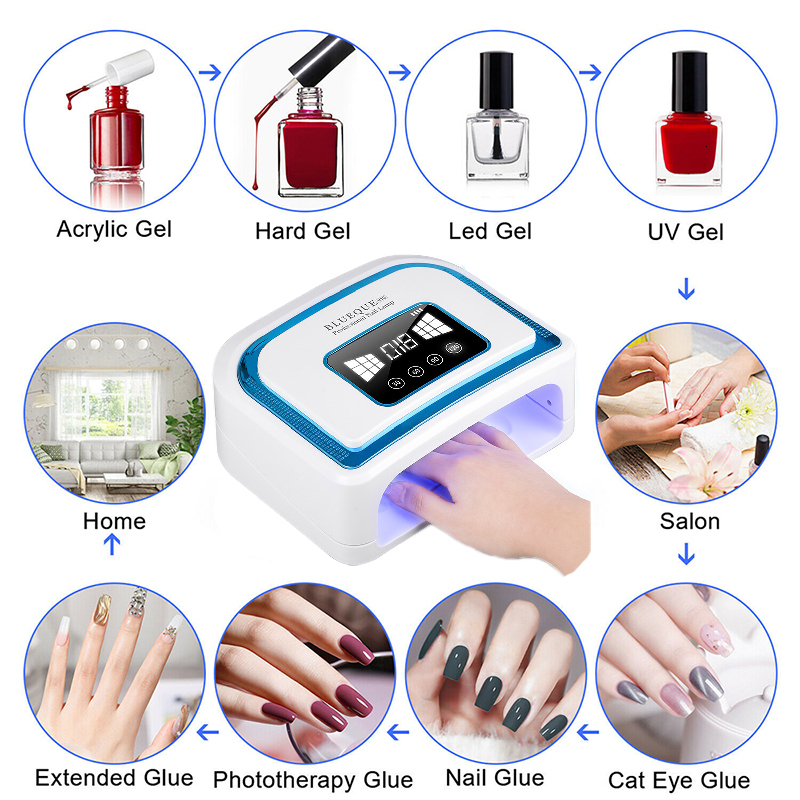 Nail Dryers Nail Lamp 120W White Light Rechargeable Gel Polish Dryer Wireless Nail Gel Cure Manicure Light 7800mAh Cordless Nail UV LED Lamp 230824