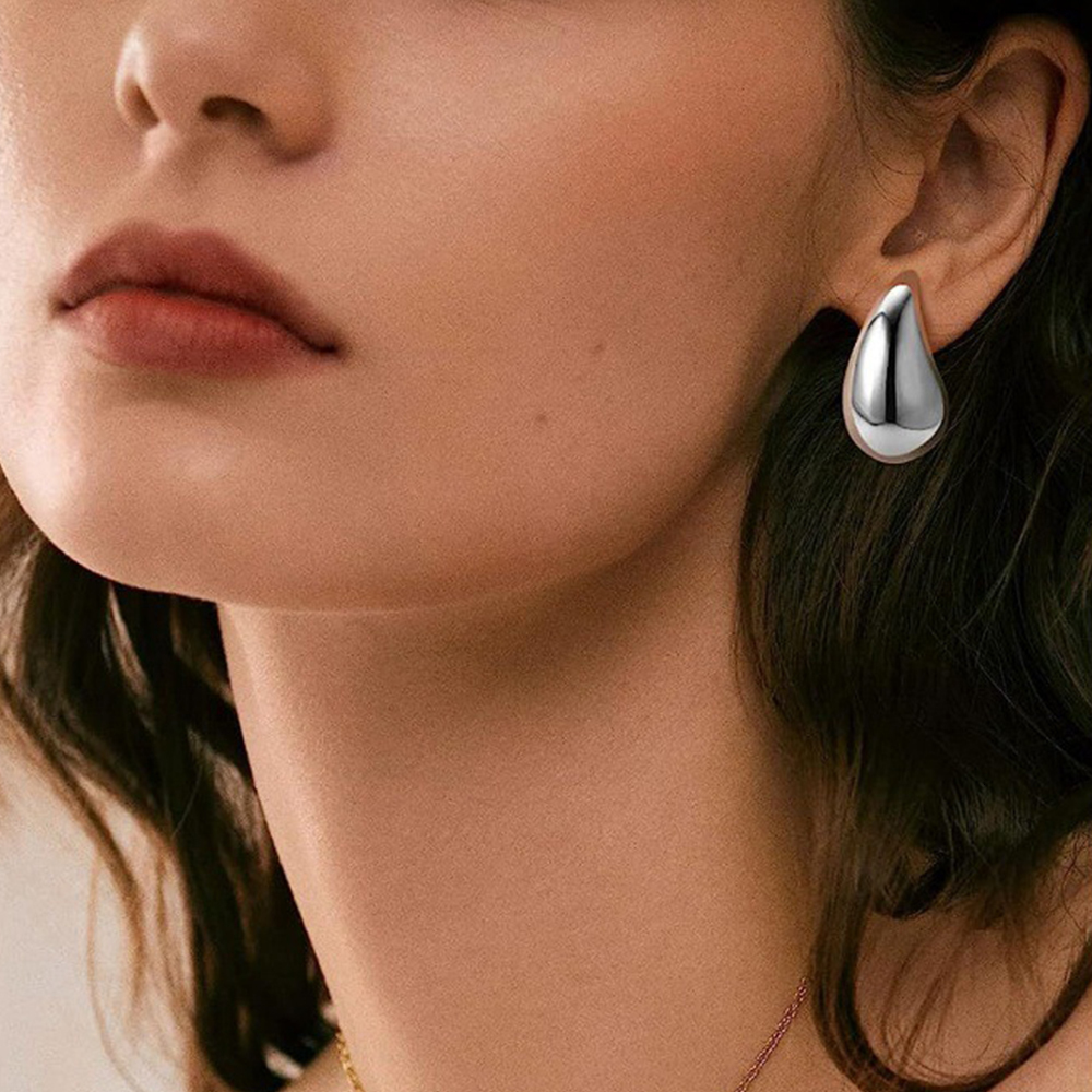 Stud Chunky Stainless Steel Earrings for Women Trending Waterdrop Hollow Hoops Gold Color Hanging Fashion Jewelry Accessories 230823
