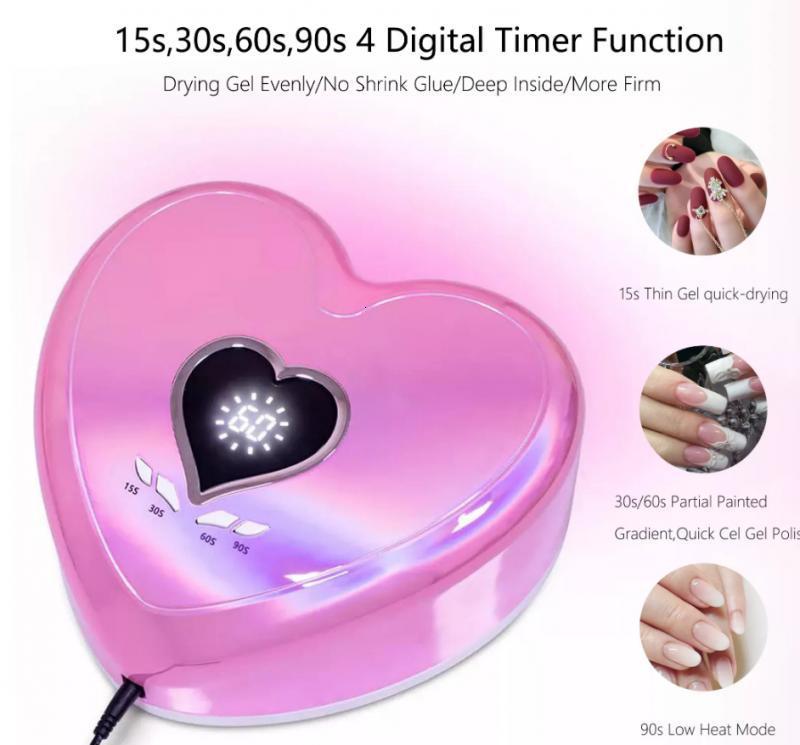 Nail Dryers 96W Uv/led Nail Drying Lamp for Manicure Heart Shape Professional Nail Polish Dryer Light Machine for Fast Drying All Gel Polish 230824