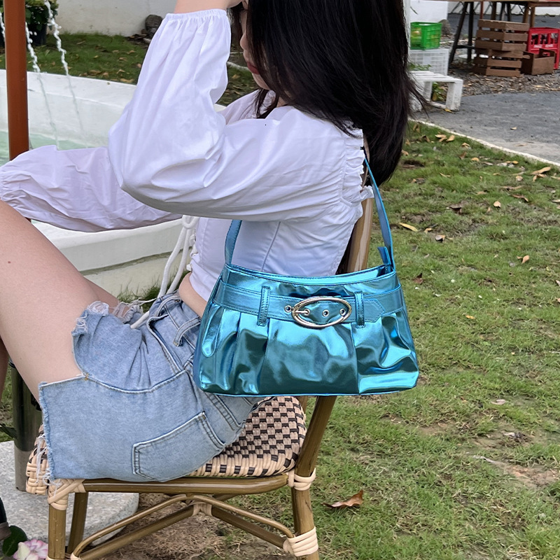 Evening Bags Silver Y2K Vintage Handbag For Women Casual Clutch Tote Bag Ladies Korean Sling Shoulder Bags Leather Zip Purses Underarm Bags 230824