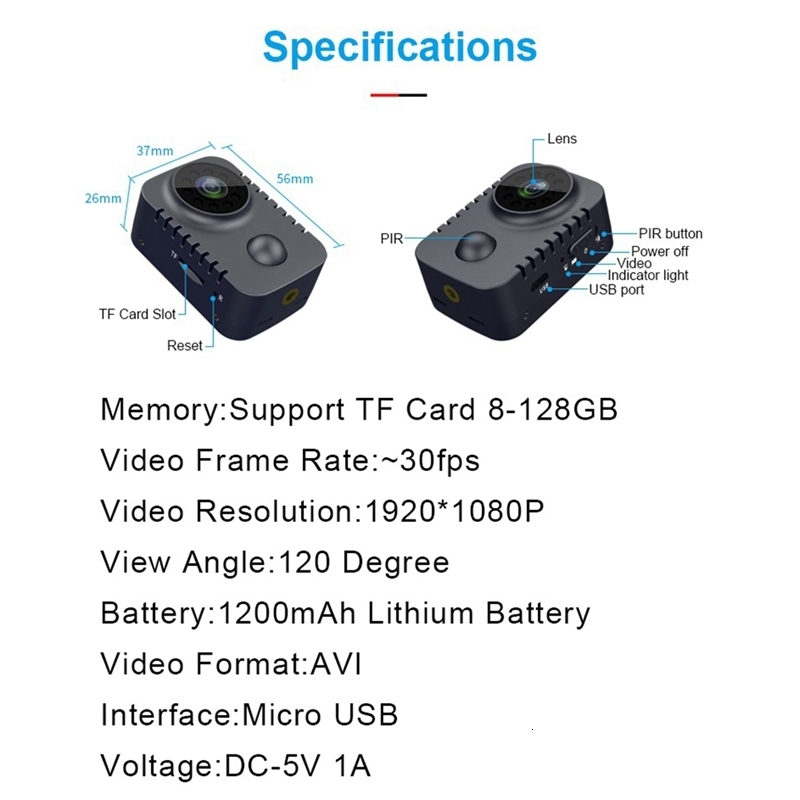 Weatherproof Cameras HD Mini PIR Camera 1080P Security Pocket Motion Activated Small Nanny Cam For Car Standby Webcam NO CARD l230823