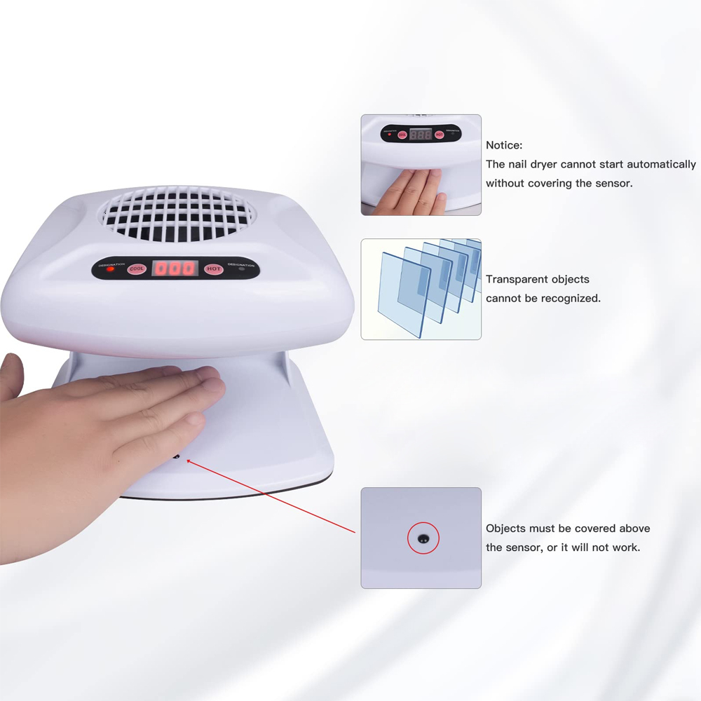 Nail Dryers Air Nail Dryer Manicure Nail Fan With Automatic Sensor Warm Cool Wind Blower Dryer For Nail Polish Fast Curing Nail Lamp 300W 230824