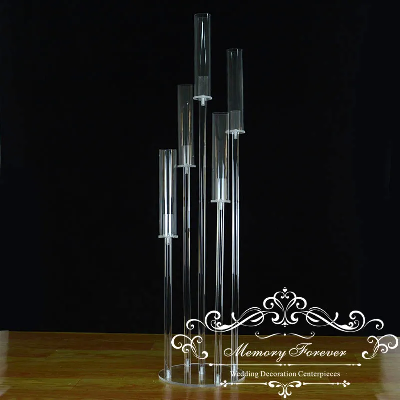 41 Inch Tall Candelabra Crystal Candelabra Wedding Centerpieces Acrylic Clear Candle Holder Decorative 5 Arm Candle HolderZZ