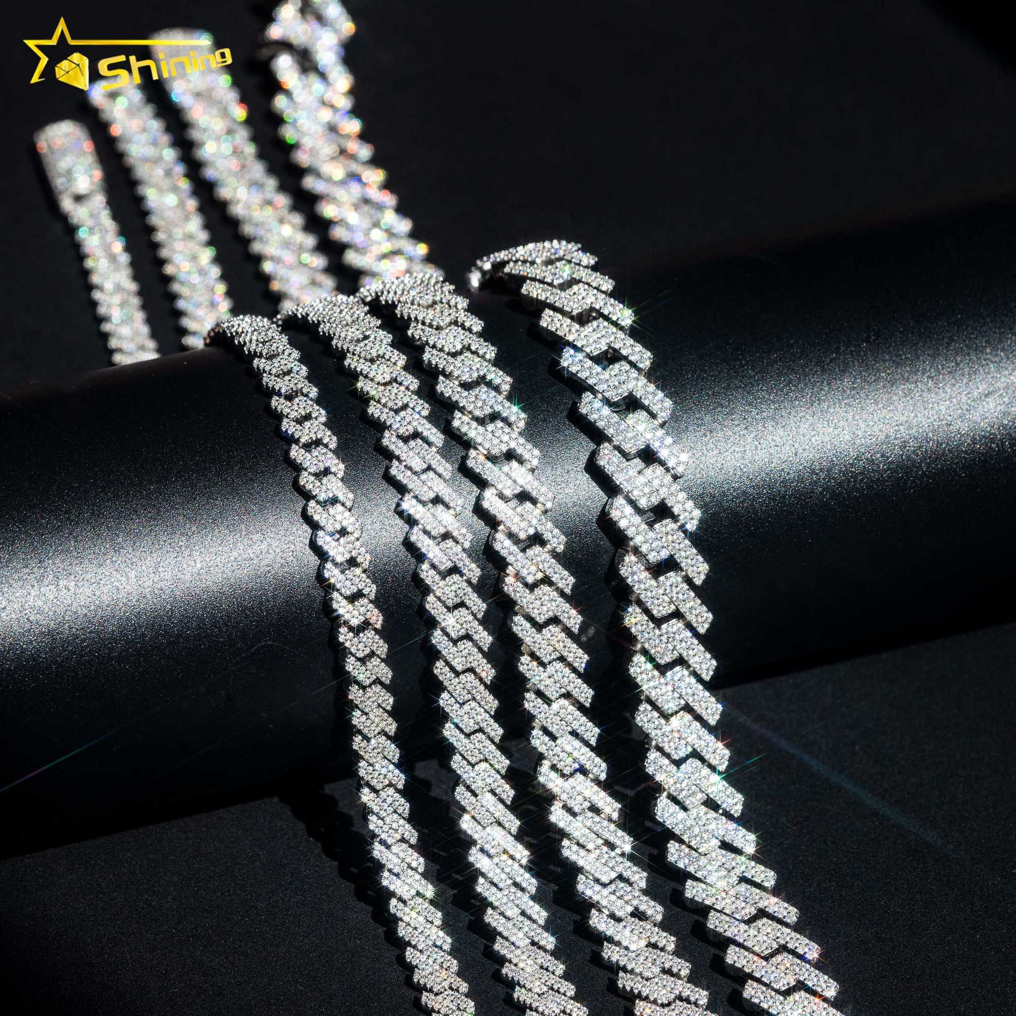 necklace moissanite Wholesale price vvs 2 rows miami gold chain sterg sier dia cuban