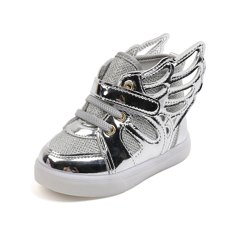 Sneakers Wings Children Shoes Fashion Spring Autumn Glow Flashing LED Shoe Kids Korean Style Baby Boys Girls Sports 230823