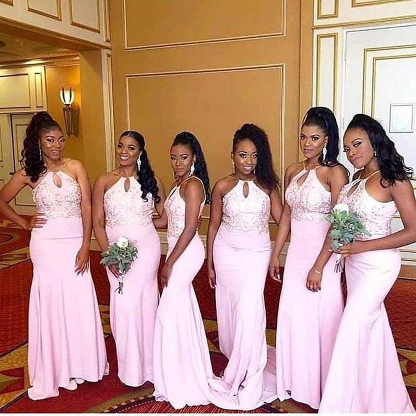 Cheap African Mermaid Bridesmaid Dresses Sequins Stain Maid Of Honor Gowns Custom Made Weddding Guest Dresses Custom Made