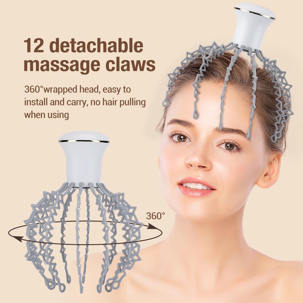 Head Massager Electric Vibration Massage 12 Claws Device Relieve Fatigue Scalp Relaxation Wireless Portable 230823
